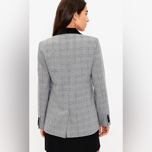 Tall Plaid Velvet Collar Long Modern Blazer Sz 14 - Picture 2 of 13